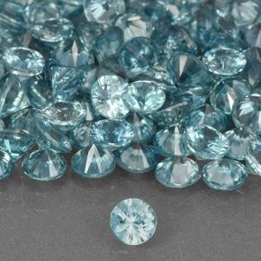 Zircon bleue naturelle coupe roude, 0,38 ct, VVS-VS