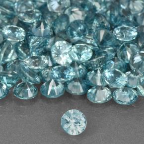 Zircon bleue naturelle coupe roude, 0,38 ct, VVS-VS