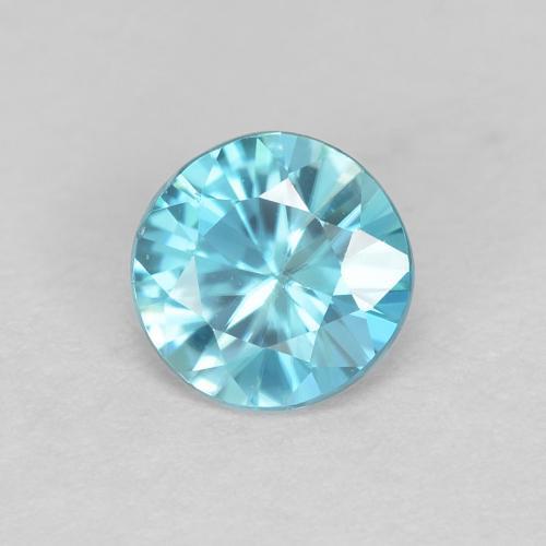 Zircon bleue naturelle coupe roude, 0,58 ct, VS
