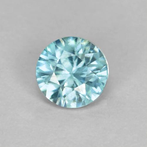 Zircon bleue naturelle coupe roude, 0,52 ct, VS