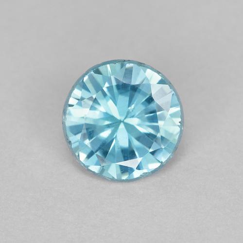 Zircon bleue naturelle coupe roude, 0,53 ct, VS