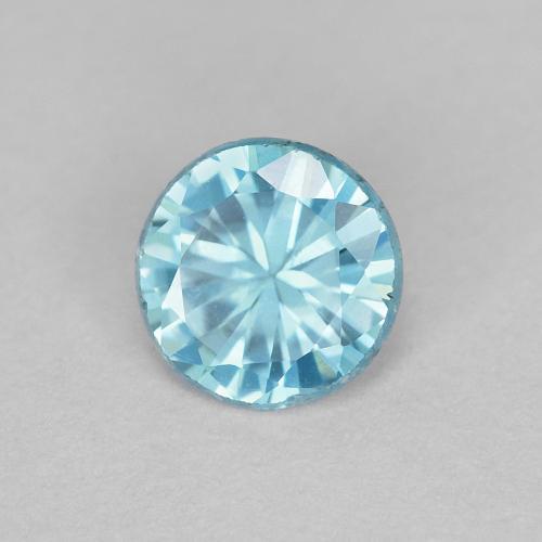 Zircon bleue naturelle coupe roude, 0,53 ct, VS