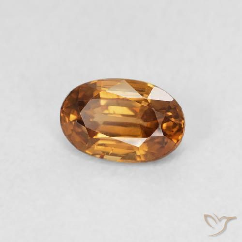 Zircon Orange moyen naturelle ovale, 0.73 ct, VVS