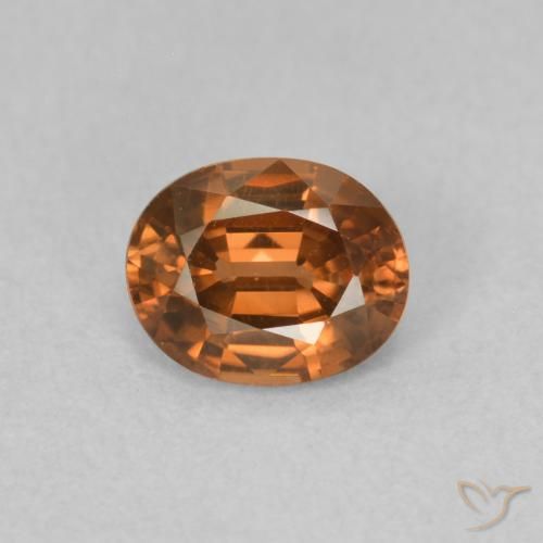 0.87ct Naturel Medium Dark-Orange Zircon, ovale, VVS-VS