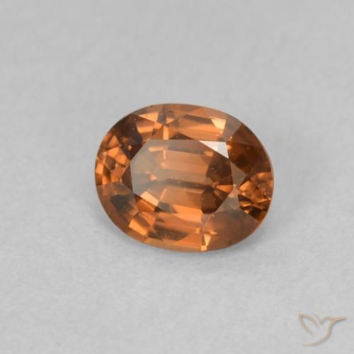 Zircon Medium Dark-Orange naturelle ovale, 0.87 ct, VVS-VS
