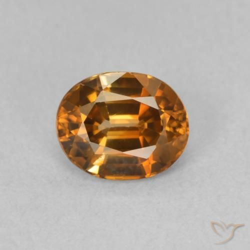 Zircon Orange terre naturelle ovale, 1.06 ct, VVS-VS