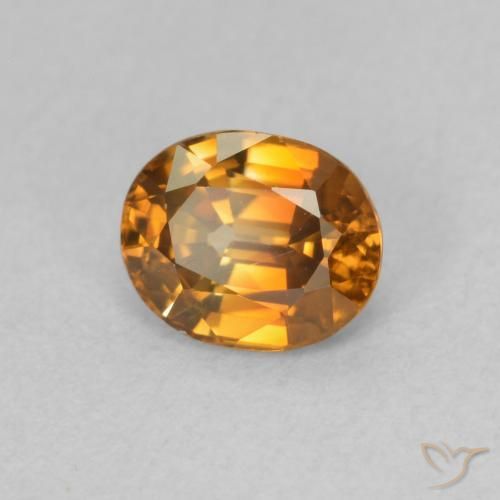 Zircon Orange terre naturelle ovale, 1.06 ct, VVS-VS