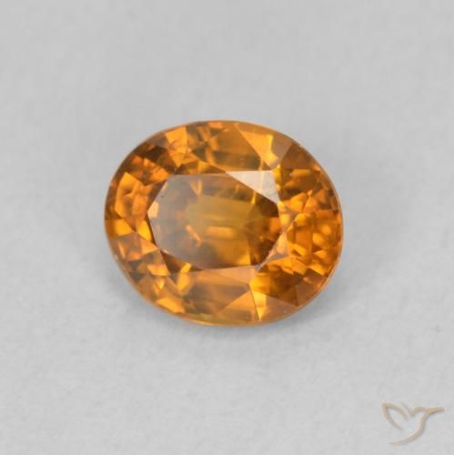 Zircon Orange moyen naturelle ovale, 0.98 ct, VVS-VS