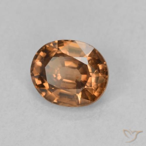 Zircon Orange foncé naturelle ovale, 1.02 ct, VVS-VS