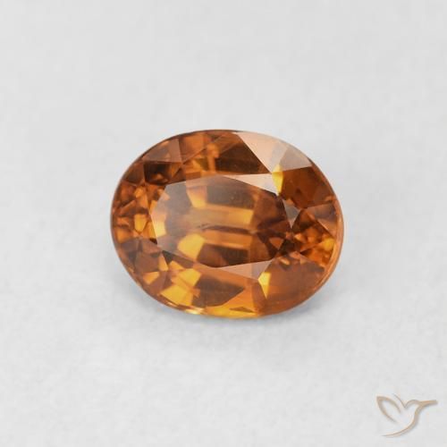 Zircon Orange terre naturelle ovale, 1.01 ct, VS