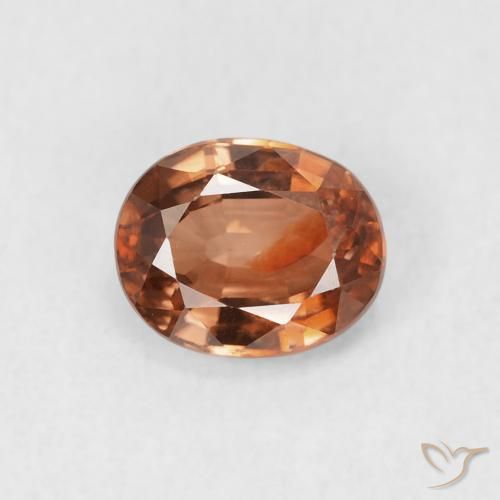Zircon Orange foncé naturelle ovale, 1.02 ct, VS