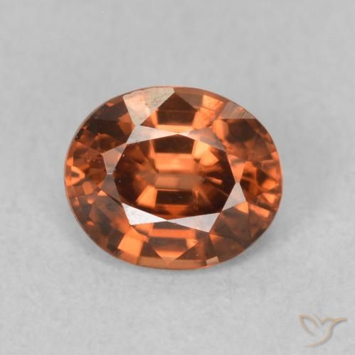 0.92ct Naturel Medium Dark-Orange Zircon, ovale, VVS-VS