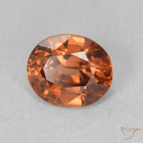 Zircon Medium Dark-Orange naturelle ovale, 0.92 ct, VVS-VS