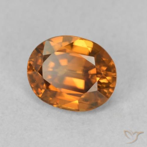 Zircon Orange brunâtre foncé naturelle ovale, 1.07 ct, VVS-VS