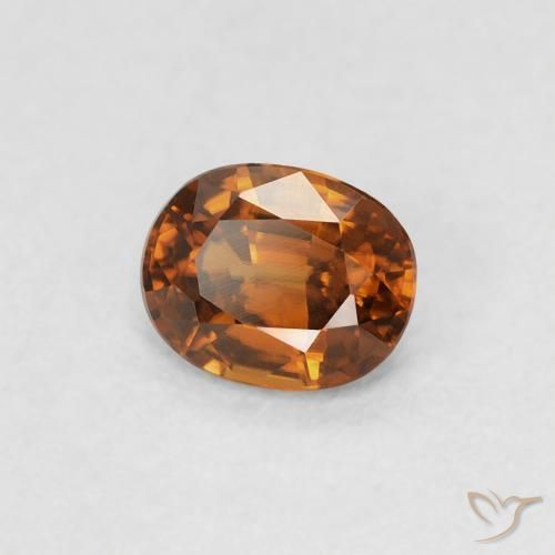 Zircon Ambre orange naturelle ovale, 0.62 ct, VVS