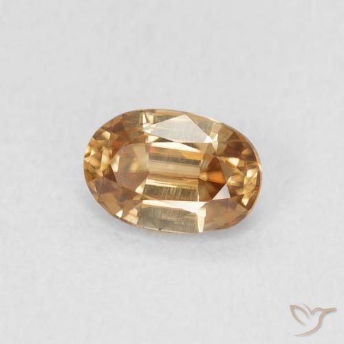 Zircon Pêche doré naturelle ovale, 0.70 ct, VVS