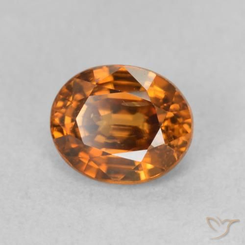 Zircon Medium Dark-Orange naturelle ovale, 1.19 ct, VS