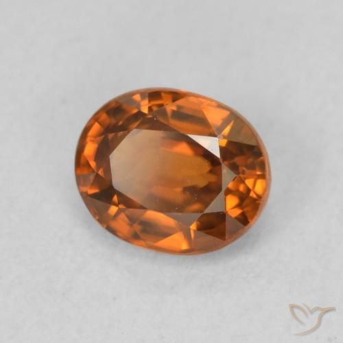 Zircon Orange foncé naturelle ovale, 1.03 ct, VVS-VS