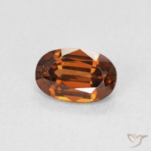 Zircon Medium Dark-Orange naturelle ovale, 0.82 ct, VVS