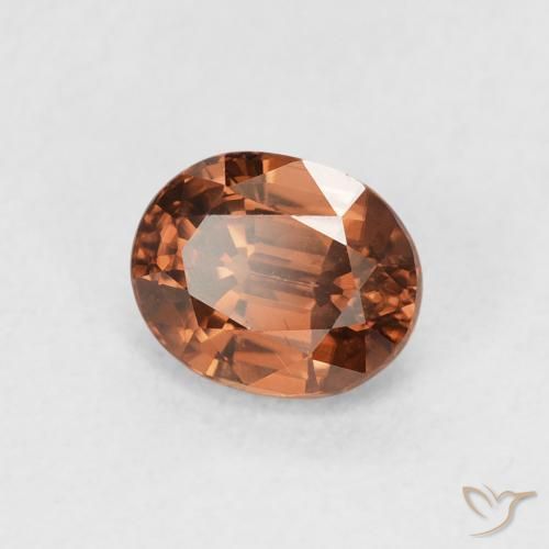 Zircon Orange foncé naturelle ovale, 1.09 ct, VVS