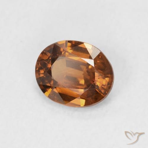Zircon Orange terre naturelle ovale, 0.90 ct, VVS-VS
