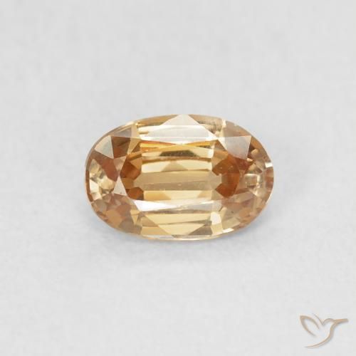 0.70ct Naturel Doré pêche léger Zircon, ovale, VVS-VS