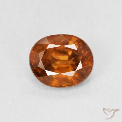 1.00ct Naturel Medium Dark-Orange Zircon, ovale, VS