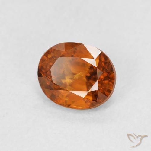 Zircon Medium Dark-Orange naturelle ovale, 1.00 ct, VS