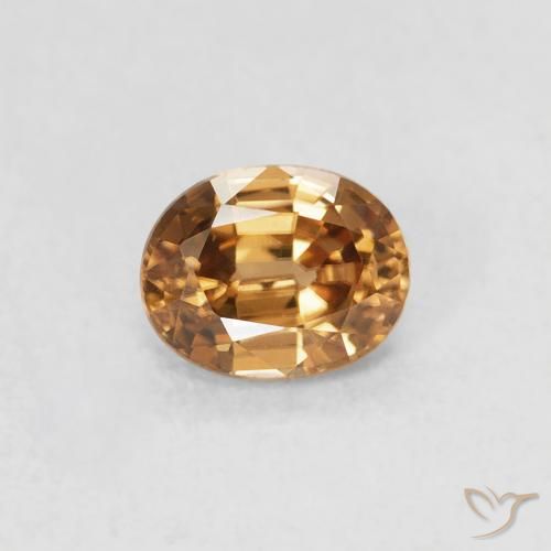Zircon Brun doré naturelle ovale, 0.62 ct, VVS-VS