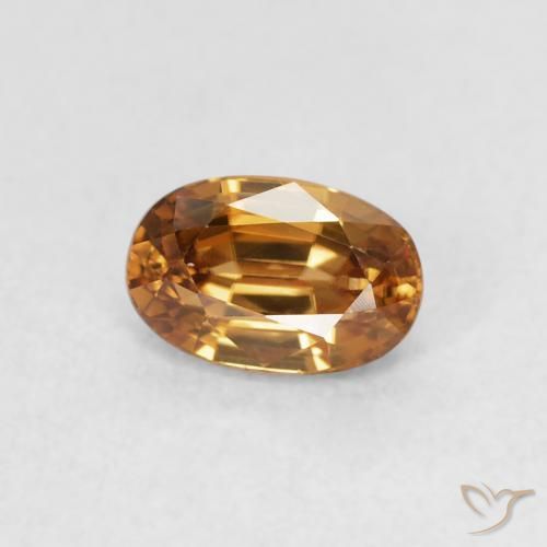 Zircon Orange rouille naturelle ovale, 0.82 ct, VVS