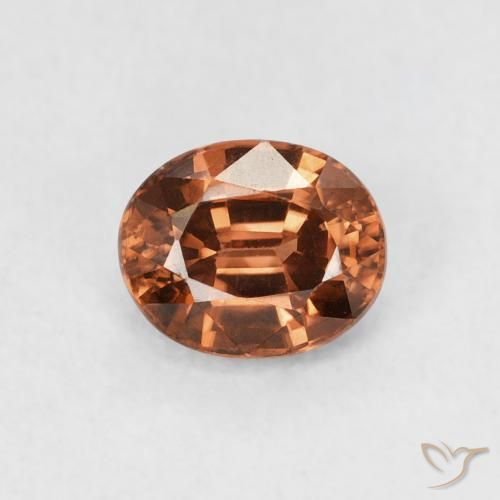 Zircon Medium Dark-Orange naturelle ovale, 1.05 ct, VVS