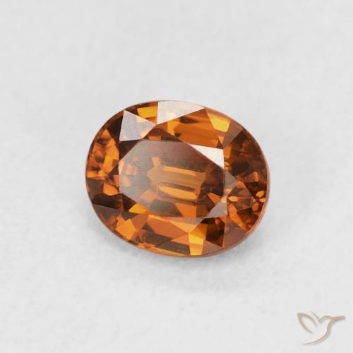 Zircon Orange foncé naturelle ovale, 1.03 ct, VVS