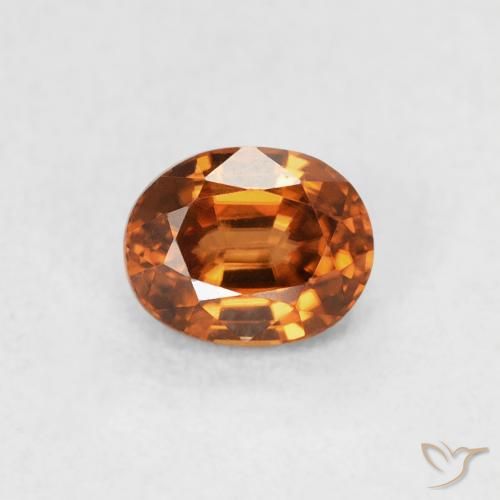 0.67ct Naturel Medium Dark-Orange Zircon, ovale, VVS