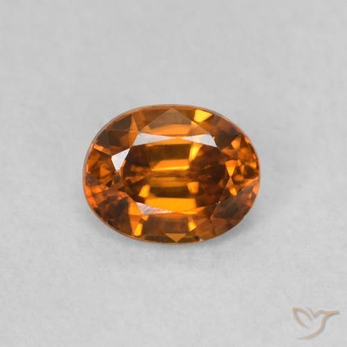 0.62ct Naturel Medium Dark-Orange Zircon, ovale, VVS