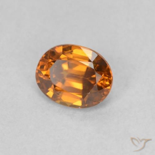 Zircon Medium Dark-Orange naturelle ovale, 0.62 ct, VVS