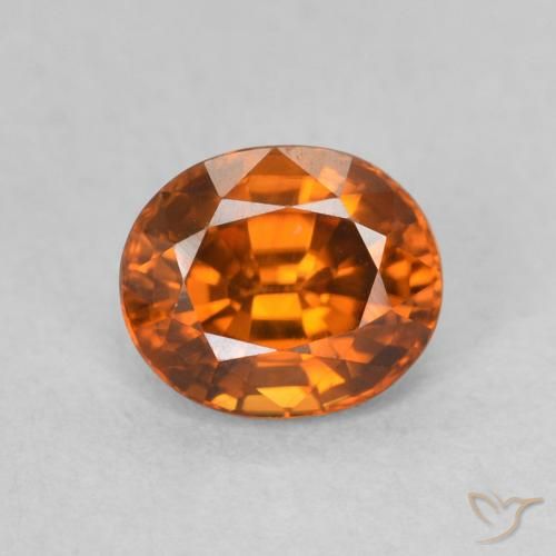 1.00ct Naturel Orange foncé Zircon, ovale, VVS