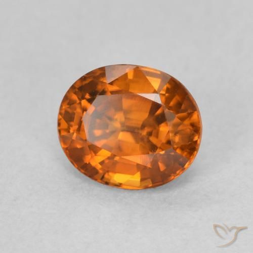 Zircon Orange foncé naturelle ovale, 1.00 ct, VVS