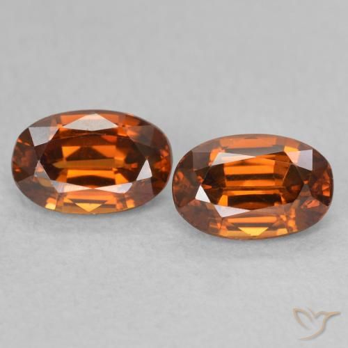 1.62ctw Naturel Orange foncé Zircon, ovale, VVS-VS