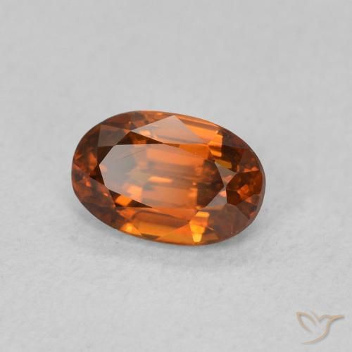 Zircon Orange foncé naturelle ovale, 0.84 ct, VVS