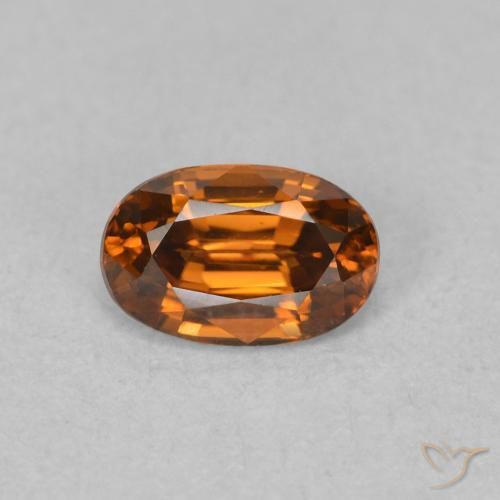 0.78ct Naturel Medium Dark-Orange Zircon, ovale, VVS