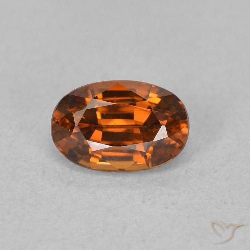 0.89ct Naturel Medium Dark-Orange Zircon, ovale, VVS