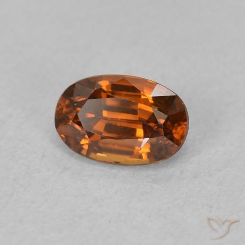 Zircon Medium Dark-Orange naturelle ovale, 0.89 ct, VVS