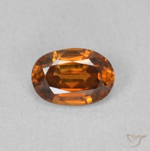 0.73ct Naturel Medium Dark-Orange Zircon, ovale, VVS