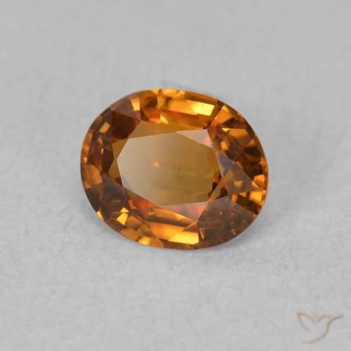 Zircon Orange moyen naturelle ovale, 0.86 ct, VVS