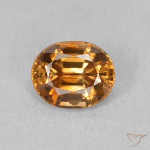 Zircon Orange moyen naturelle ovale, 1.03 ct, VVS