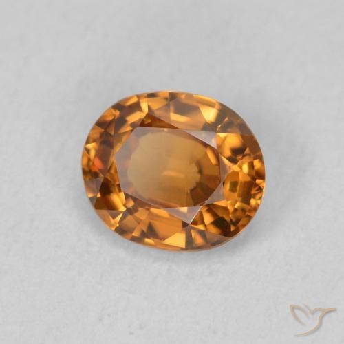 Zircon Orange moyen naturelle ovale, 0.91 ct, VVS
