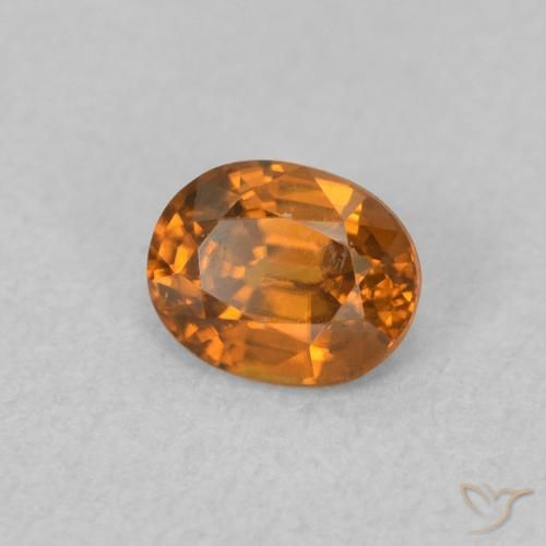 Zircon Orange moyen naturelle ovale, 0.65 ct, VVS