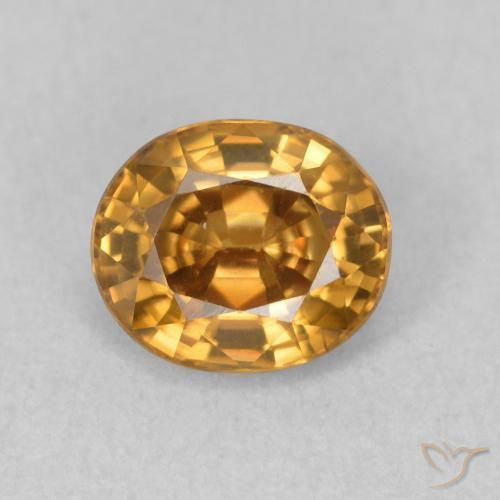 Zircon Brun doré naturelle ovale, 1.01 ct, VVS