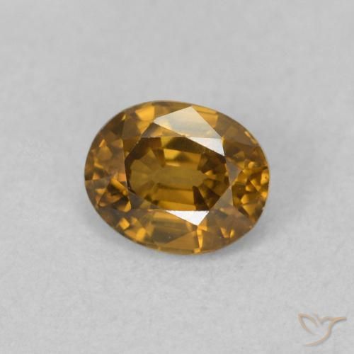 Zircon Brun doré naturelle ovale, 0.62 ct, VVS
