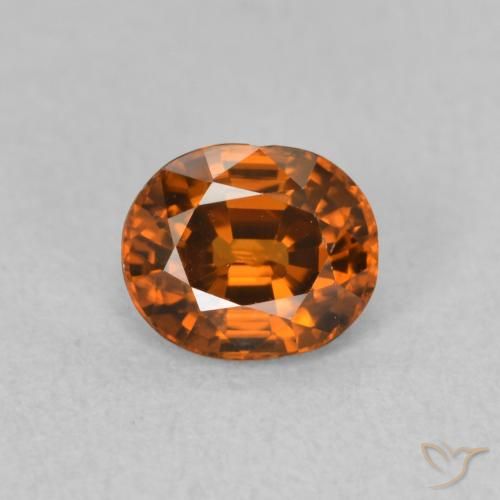 0.99ct Naturel Medium Dark-Orange Zircon, ovale, VVS-VS